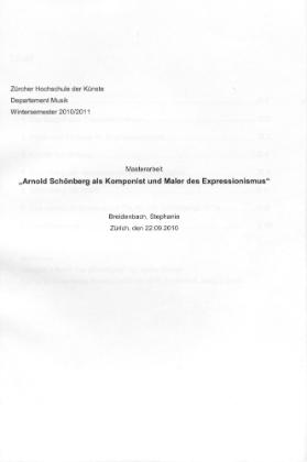 Arnold Schönberg als Komponist und Maler des Expressionismus