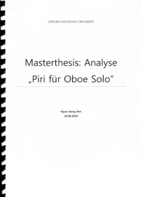 Analyse "Piri für Oboe Solo"
