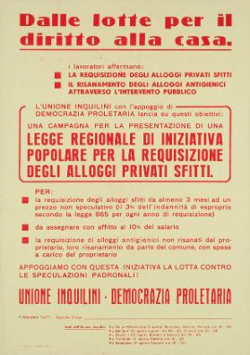 Dalle lotte per il diritto alla casa. Unione inquilini - Democrazia proletaria