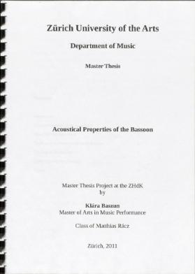 Acoustical properties  of the Bassoon