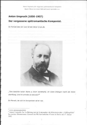 Anton Urspruch (1850-1907) - der vergessene spätromantische Komponist