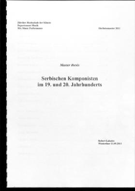 Serbische Komponisten im19. und 20. Jahrhundert