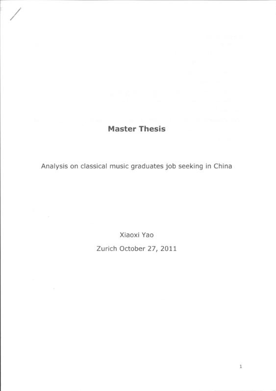 Analysis on classical music graduates job seeking in China