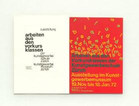 Ausstellung im Kunstgewerbemuseum. Arbeiten aus den Vorkursklassen der Kunstgewerbeschule. November 1971 bis Januar 1972