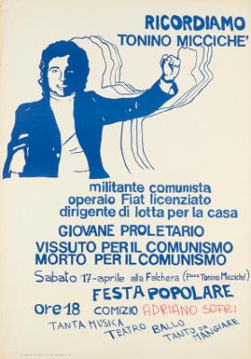 Ricordiamo Tonino Miccichè - militante comunista operaio Fiat licenziato dirigente di lotta per la casa - Festa popolare - Lotta Continua