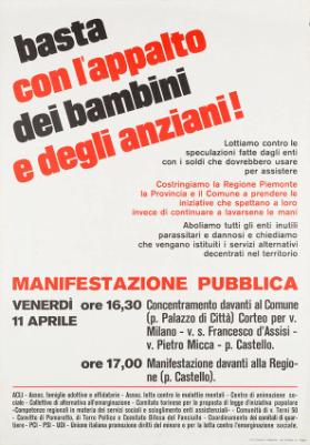 Basta con l'appalto dei bambini e degli anziani! Manifestazione pubblica