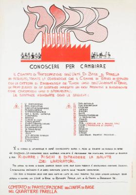 Conoscere per cambiare - Ridurre i rischi e difendere la salute dei lavoratori. [...] Comitato di partecipazione dell'unità di base del quartiere Parella