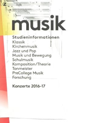 Departement Musik, Studieninformationen; Konzerte 2016 - 17
