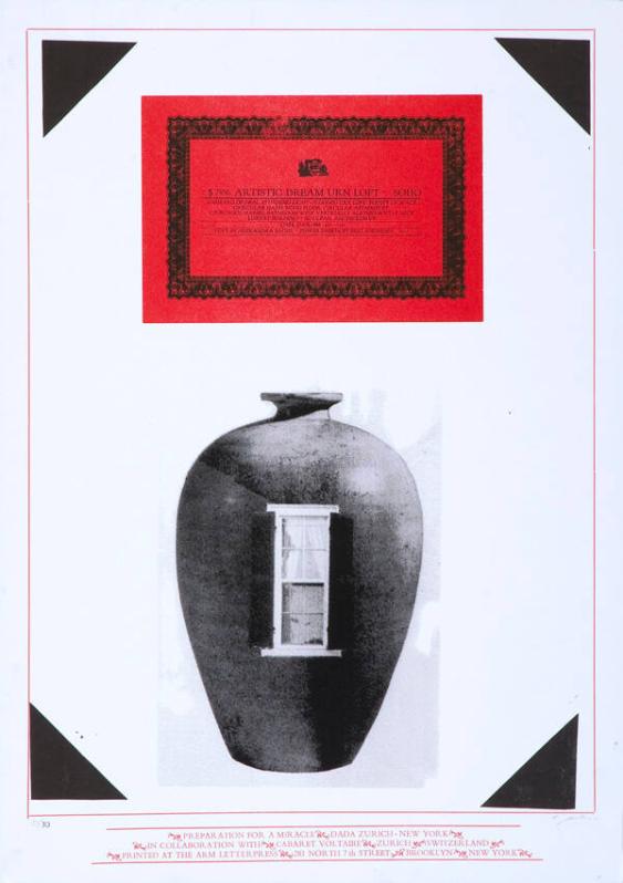 $7856 Artistic dream urn loft - Soho (...) - Preparation for a miracle - Dada Zurich-New York -  in collaboration with Cabaret Voltaire Zurich