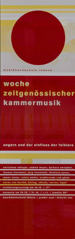 Woche zeitgenössischer Kammermusik - Ungarn und der Einfluss der Folklore - Musikhochschule Lübeck