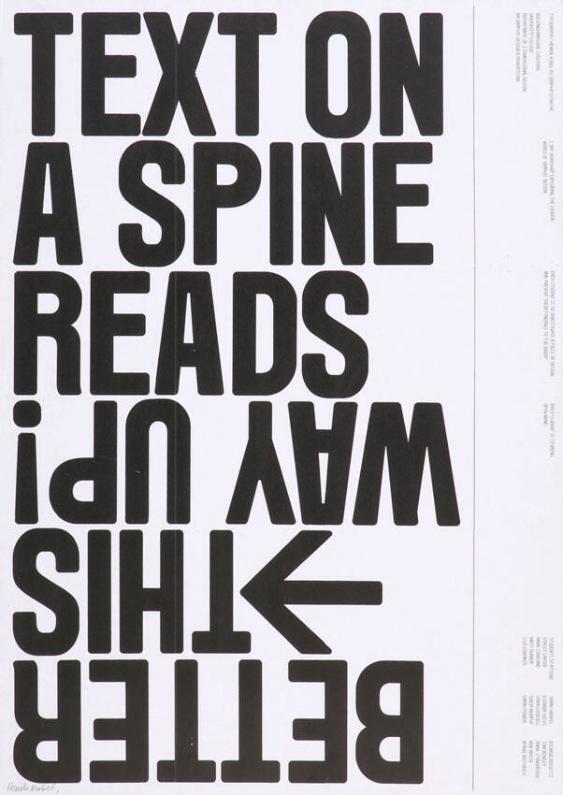 Text on a spine reads better this way up! - 1 day workshop exploring the hidden world of graphic design - Buckinghamshire Chiltern University College