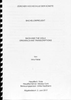 Bach and the Viola Originals and Transcriptions