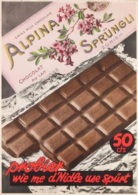 Alpina Sprüngli - Swiss milk chocolate - 50cts - propier wie me d'Nidle use spürt