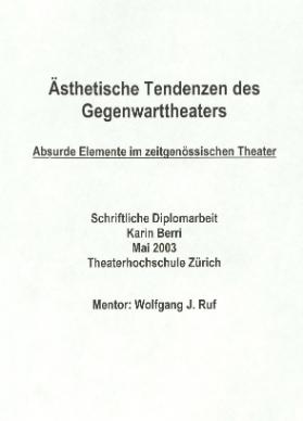 Ästhetische Tendenzen des Gegenwarttheaters