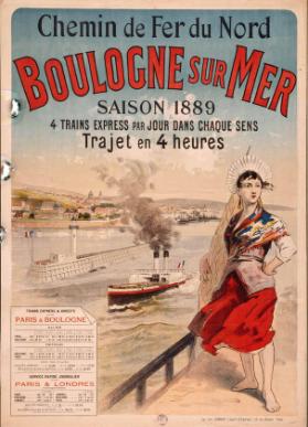 Chemin de Fer du Nord - Boulogne sur Mer - Saison 1889 - 4 trains express par jour dans chaque sens - Trajet en 4 heures