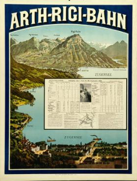 Arth-Rigi-Bahn - Fahrplan vom 1. Juli bis 30. September 1896 - Rigi via Arth-Goldau, Station der Gotthard- und Arth-Rigi-Bahn