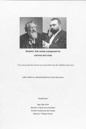 Brahms' late works composed for clarinet and viola