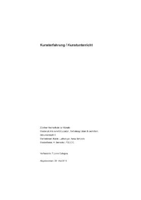 Kunsterfahrung / Kunstunterricht