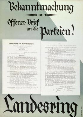 Bekanntmachung - Offener Brief an die Parteien! - Landesring