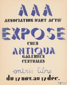 AAA - Association d'Art Actif - Exposé chez  Antiqua -Galeries Centrales