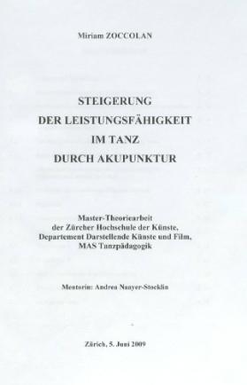 Steigerung der Leistungsfähigkeit im Tanz durch Akupunktur