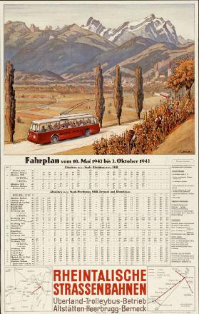 Rheintalische Strassenbahnen - Überland-Trolleybus-Betrieb - Altstätten-Heerbrugg-Berneck - Fahrplan vom 10. Mai 1943 bis 3. Oktober 1943