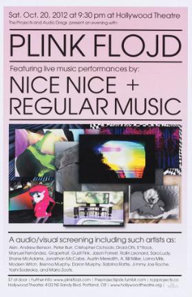 The Projects and Audio Dregs Present an Evening with: Plink Flojd - Featuring Live Music Performances by Nice Nice + Regular Music - At Hollywood Theatre