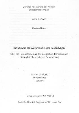 Die Stimme als Instrument in der Neuen Musik