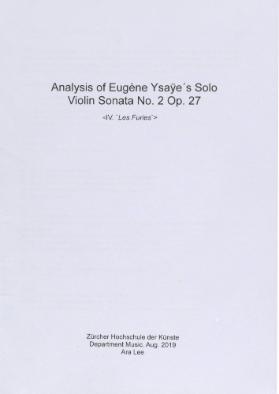 Analysis of Eugène Ysaÿe's Solo Violin Sonata No. 2 Op. 27