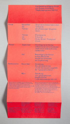 Handsetzervereinigung Zürich und Gruppe Korrektoren Tätigkeitsprogramm 1961–62