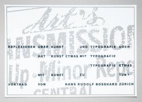 [Typographische Vereinigung Zürich: Reflexion über Kunst und Typografie oder hat Kunst etwas mit Typografie, Typografie etwas mit Kunst zu tun?]