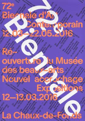72ᵉ Biennale d'art contemporain - Réouverture du Musée des beaux-arts - Nouvel accrochache - Expositions - La Chaux-de-Fonds