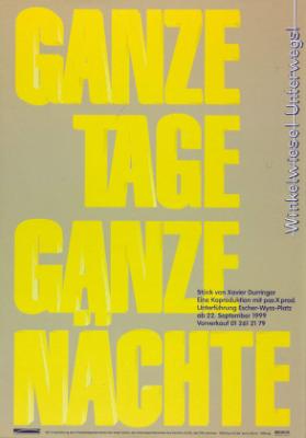Ganze Tage Ganze Nächte - Stück von Xavier Durringer - Eine Koproduktion mit pas x prod. Unterführung Escher-Wyss-Platz - Winkelwiese! Unterwegs!