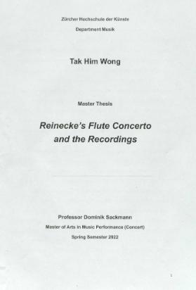Reinecke's Flute Concerto and the Recordings