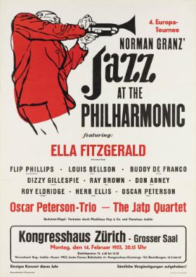 4. Europa-Tournee - Norman Granz' Jazz at The Philharmonic - Featuring: Ella Fitzgerad "First Lady of Song" - FlipPhillips - (...) - Kongresshaus Zürich