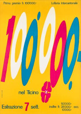 Primo premio Fr. 100'000.- - Loteria Intercantonale nel Ticino - Estrazione 7 sett.