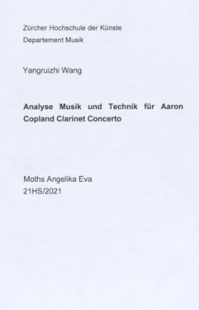 Analyse Musik und Technik für Aaron Copland Clarinet Concerto