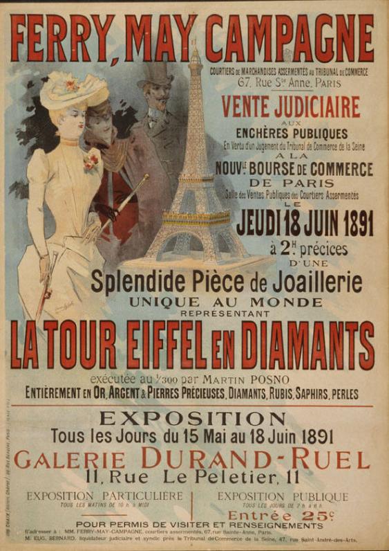 Ferry, May Campagne - Vente Judiciaire - Splendide Pièce de Joaillerie - La Tour Eiffel en diamantes - Galerie Durand-Ruel