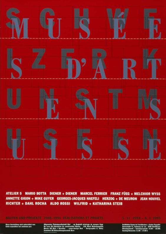 Schweizer Kunstmuseen, Musées D'Art En Suisse, Bauten und Projekte 1980- 1994, 5.11.1994 - 8.1.1995
