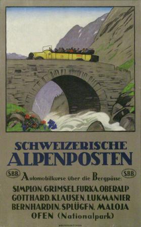 Schweizerische  Alpenposten - Automobilkurse über die Bergpässe