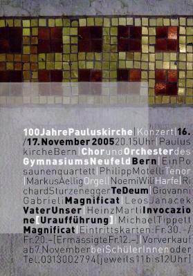 100 Jahre Pauluskirche - Konzert - Chor und Orchester des Gymnasiums Neufeld Bern