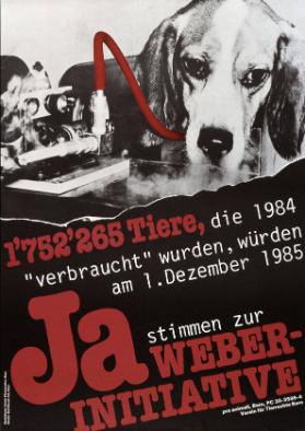 1'752'265 Tiere, die 1984 verbraucht wurden, würden am 1. Dezember 1985 Ja stimmen zur Weber Initiative pro animali, Bern