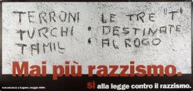 Mai più razzismo. Sì alla legge contro il razzismo. Imbrattature a Lugano, maggio 1994.