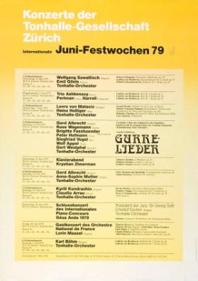 Konzerte der Tonhalle-Gesellschaft Zürich - Internationale Junifestwochen 79