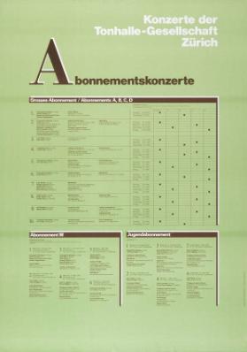 Konzerte der Tonhalle-Gesellschaft Zürich - Abonnementskonzerte