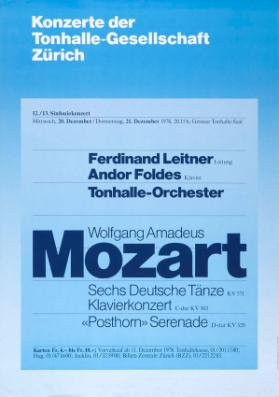 Konzerte der Tonhalle-Gesellschaft Zürich - Ferdinand Leitner - Andor Foldes - Tonhalle-Orchester - Wolfgang Amadeus Mozart