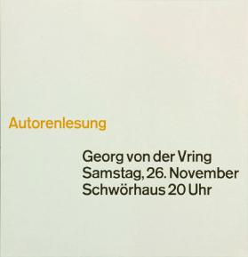 Autorenlesung - Georg von der Vring - Samstag, 26. November