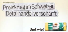 Sonntags Blick, 6. 6. 2004 - Preiskrieg im Schweizer Detailhandel verschärft - Und wie! Budget Spaghetti