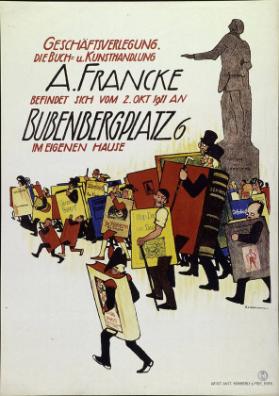 Geschäftsverlegung - Die Buch- und Kunsthandlung A. Francke befindet sich vom 2. Okt. 1911 an Bubenbergplatz 6 im eigenen Hause