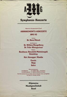 AMG - Symphonie-Konzerte - Abonnements-Konzerte 1941/42 (...)